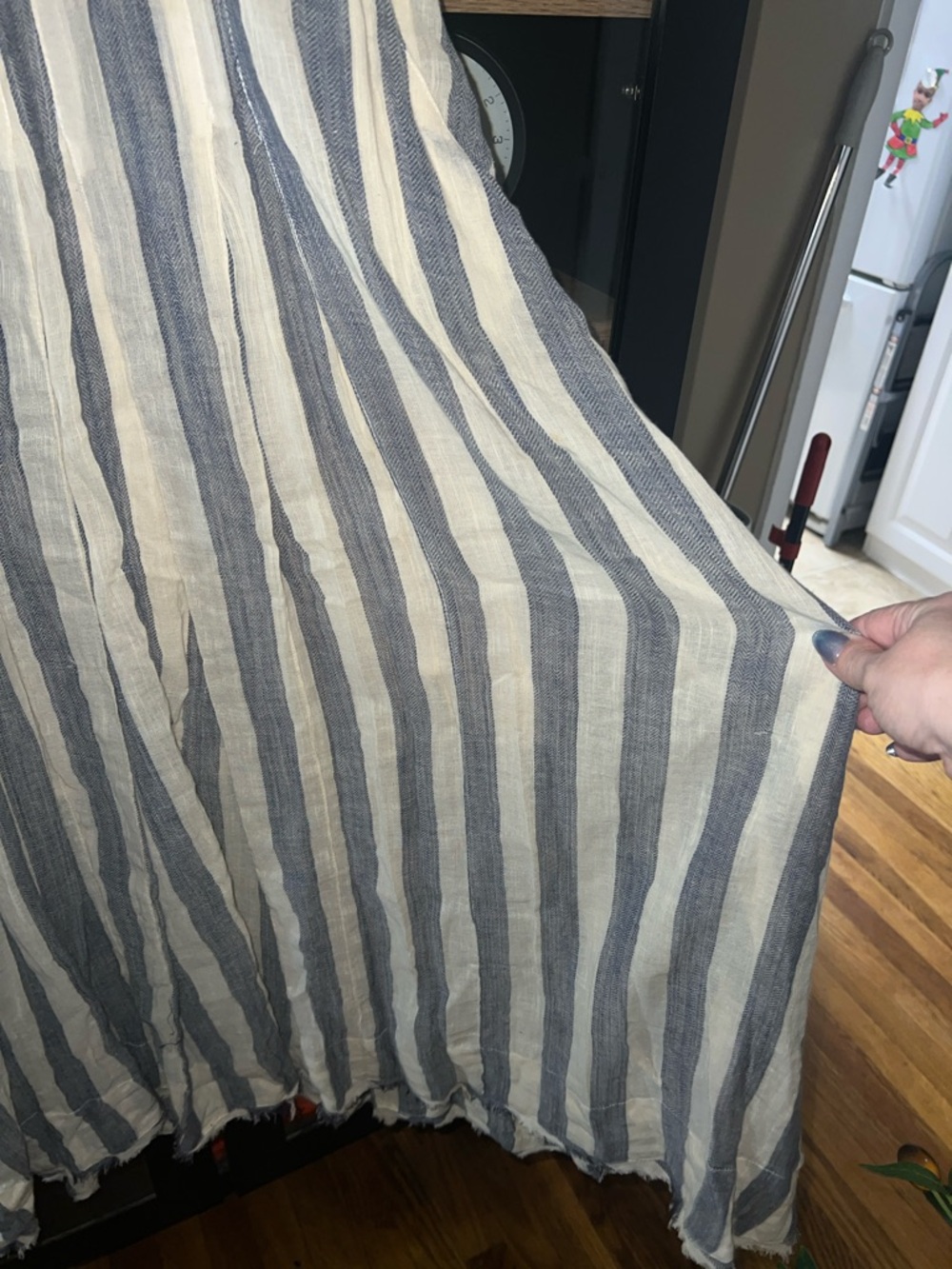 Super Cute And Comfy! Striped Strapless Maxi Dress in Ivory and Charcoal. - Picture 2 of 13